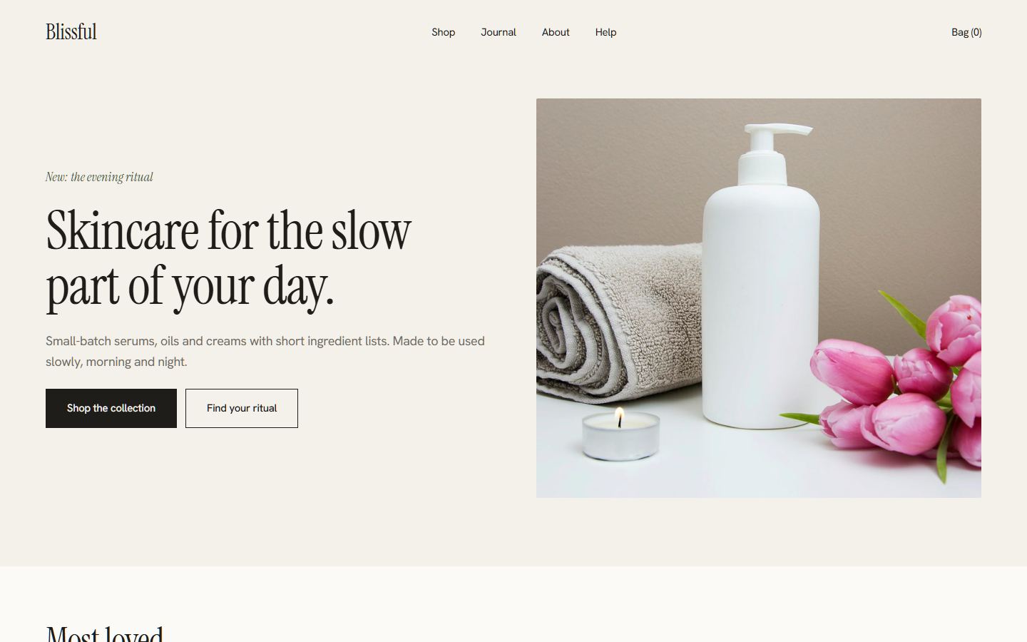 Blissful Framer template, home page